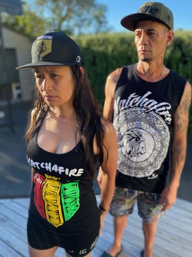 The Katchafire Womens One Love Singlet is a fun, vibrant singlet available in Black or White.  The tri colour shield with the lyrics of Love Letter... One Love Baby