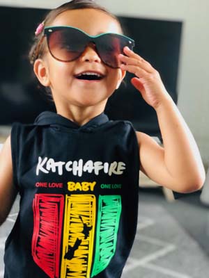 The Katchafire Kids One Love Sleeveless Hoods is a bright design, featuring the signature red, yellow, green colours.  And you can't help but think of Love Letter... One Love Baby One Love...
