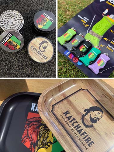 Introducing the ultimate bundle... A Katchafire Rolling Tray, a herb grinder and a toker poker of your choice!  Special introductory bundle available.