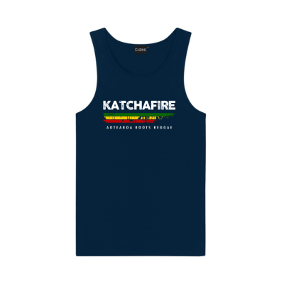 The Katchafire Distress Singlet is a great singlet in 3 colours. S – 5xl,. Distressed logo in signature colours on front. PREORDER ONLY.