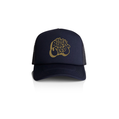 The Black Seeds Classic Bubble Trucker Cap is a fan favourite.  Your opportunity to get in alternative colours.  Gold print on front of cap. 